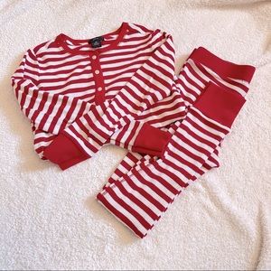 J. Crew Red/White Stripe Waffle Knit Pajama Set